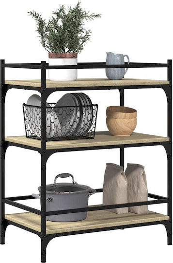 vidaXL Wooden Kitchen Trolley 3 Tiers Brown 65x40x86.5cm