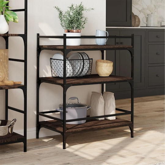 vidaXL Τρόλεϊ Κουζίνας Ξύλινο 3 Θέσεων Καφέ 65x40x86.5cm