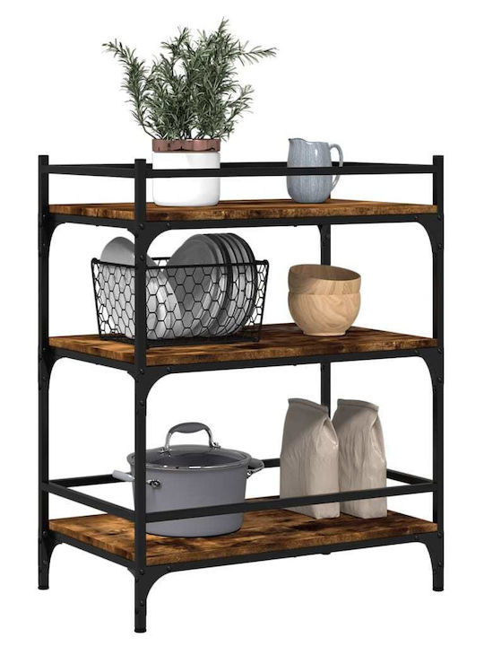 vidaXL Troleu De Bucătărie Din Lemn Cu 3 Locuri Maro 65x40x86.5cm