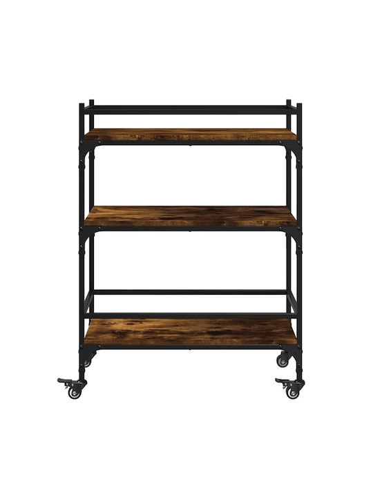 vidaXL Troleu De Bucătărie Din Lemn Cu 3 Locuri Maro 65x40x86.5cm