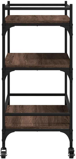 vidaXL Τρόλεϊ Κουζίνας Ξύλινο 3 Θέσεων Καφέ 65x40x86.5cm