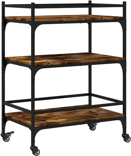 vidaXL vidaXL Küchenwagen Hölzernes 3 Ebenen Braun 65x40x86.5cm