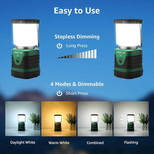 Lighting Ever 3300008 Portable Led Lantern Rechargeable for Camping Waterproof with Flashlight & Powerbank 1000lm 75W White
