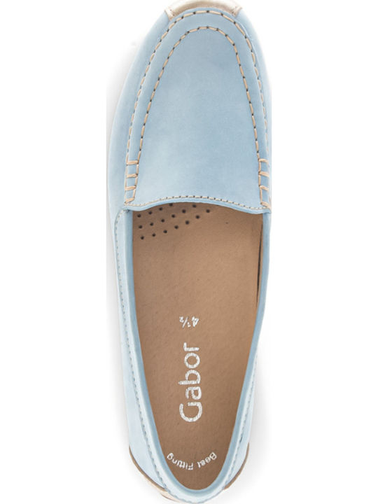 Leather Women's Loafers in Blue Color