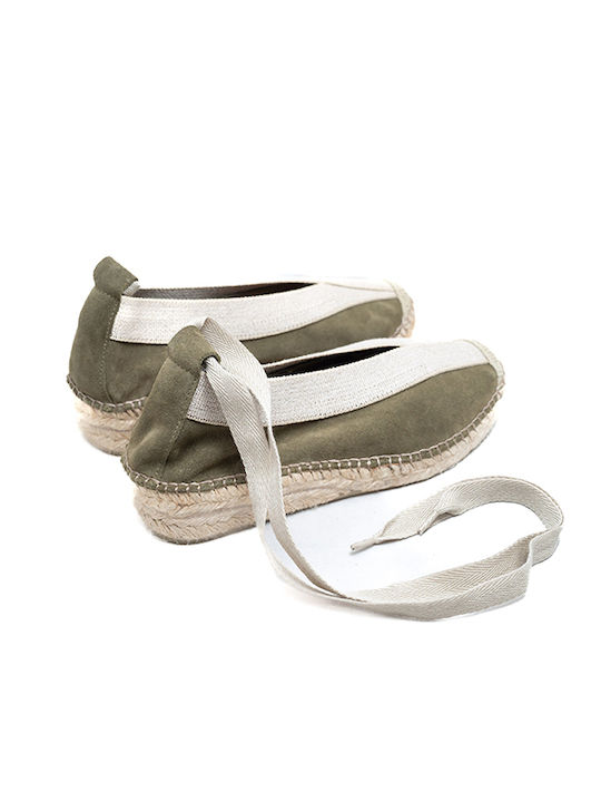 Women's Leather Espadrilles Green