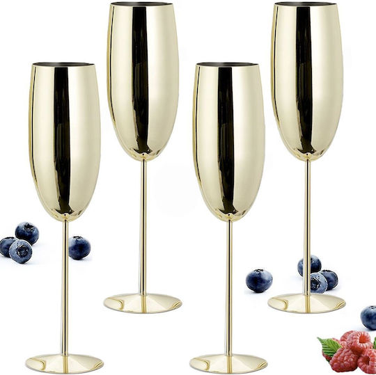 Quasar Set de Pahare de sampanie din Oțel Inoxidabil în Culoare Gri Fără Colțuri 260ml 4buc