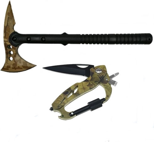 Survivor Axe Set Desert Camo 6 In 1 Multipurpose Rifle Ideallstore 39 Cm