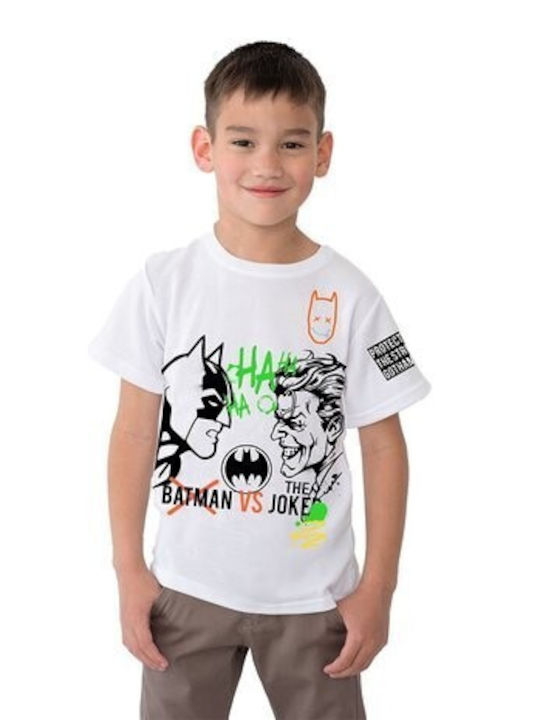 Superheroes Kids Blouse Short Sleeve White