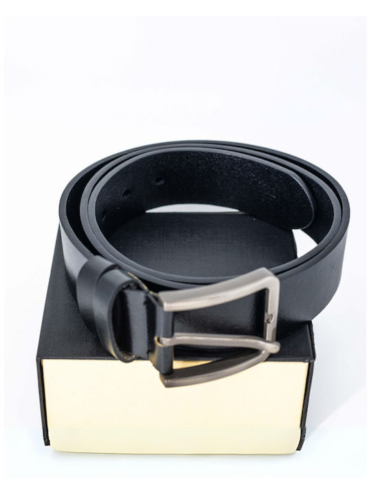 Wide Men's Belt from Artificial Leather Black