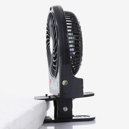 Hadata 4.3 Inch Portable USB Li-ion Battery Powered Rechargeable Fan Third Wind Gear Adjustment and Clip Black
