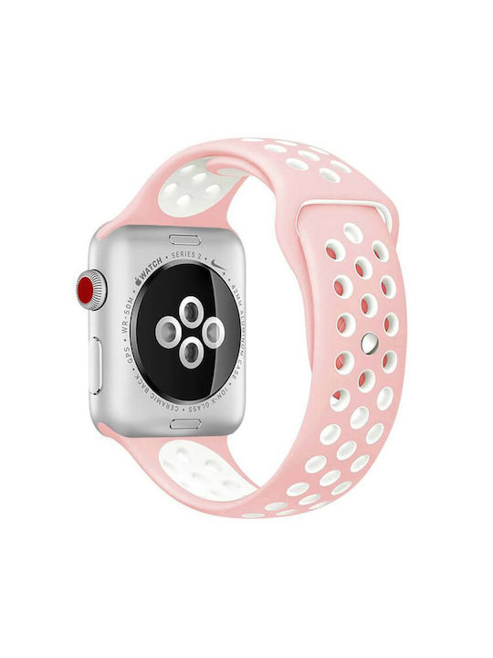 Apple Watch Sport 42mm Sport Silicone (White/Pink) Λουράκι Πολύχρωμο (Apple Watch 44/45/46mm/Ultra 49mm)