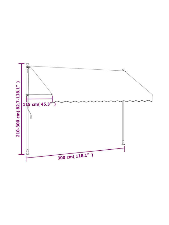 vidaXL Terrace Wall Tent Beige 3x1.5cm