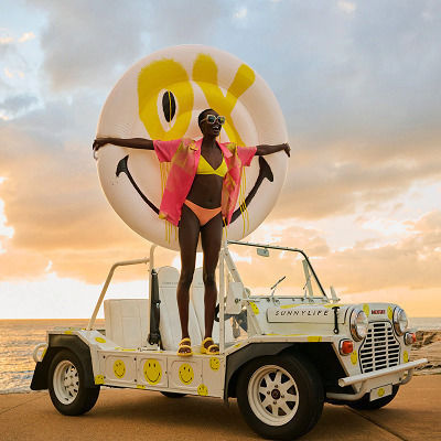 Sunnylife Luxe Smiley Φουσκωτό Στρώμα Θαλάσσης Λευκό