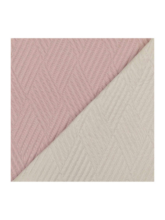 Borea Diamond Coverlet Single from Polyester Ecru-Cafe 160x240cm