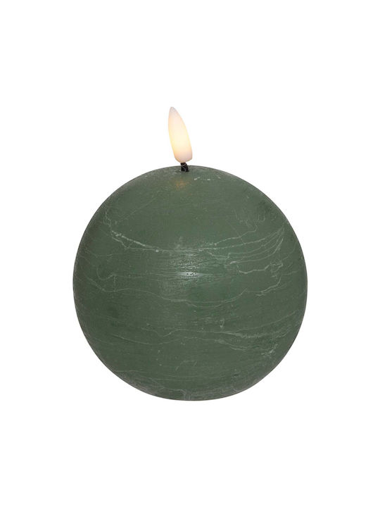 Atmosphera Διακοσμητικό Φωτιστικό Molia Gree Ball LED Θερμό Λευκό Κερί 10x10x11εκ.