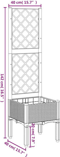 vidaXL Ζαρντινιέρα Πλαστική Γκρι 40x40x142εκ.