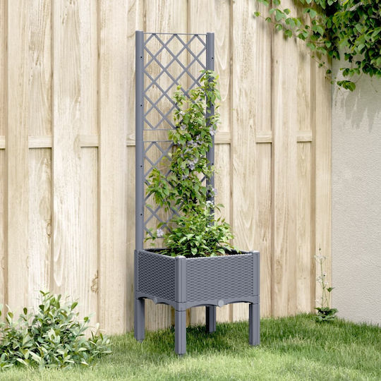 vidaXL Ζαρντινιέρα Πλαστική Γκρι 40x40x142εκ.