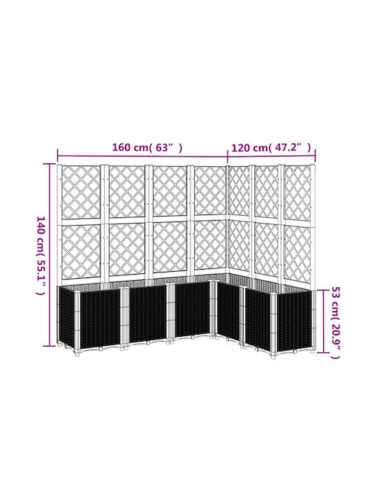 vidaXL Planter Box Plastic Grey 160x120x140cm.