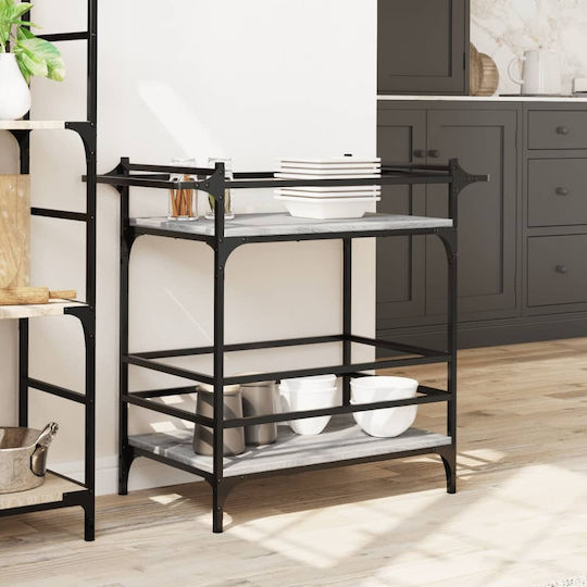 vidaXL Τρόλεϊ Κουζίνας Ξύλινο 3 Θέσεων Γκρι 82x40x78.5cm