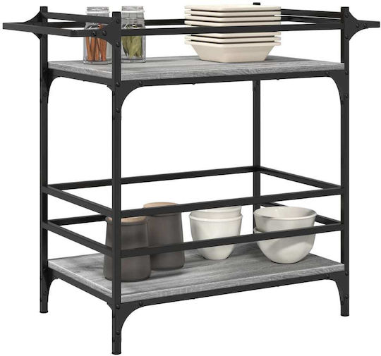 vidaXL Τρόλεϊ Κουζίνας Ξύλινο 3 Θέσεων Γκρι 82x40x78.5cm