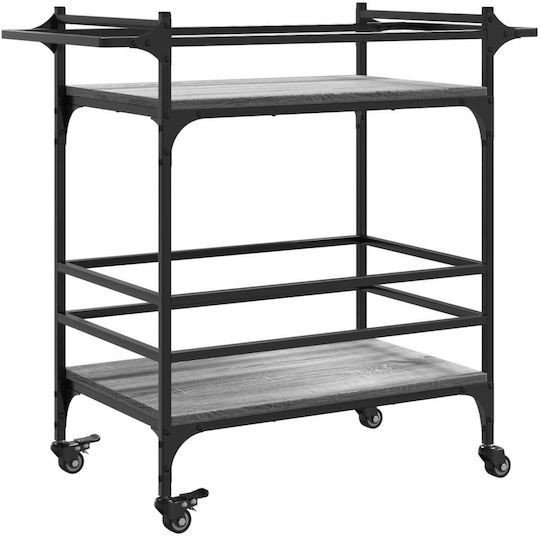 vidaXL Τρόλεϊ Κουζίνας Ξύλινο 3 Θέσεων Γκρι 82x40x78.5cm