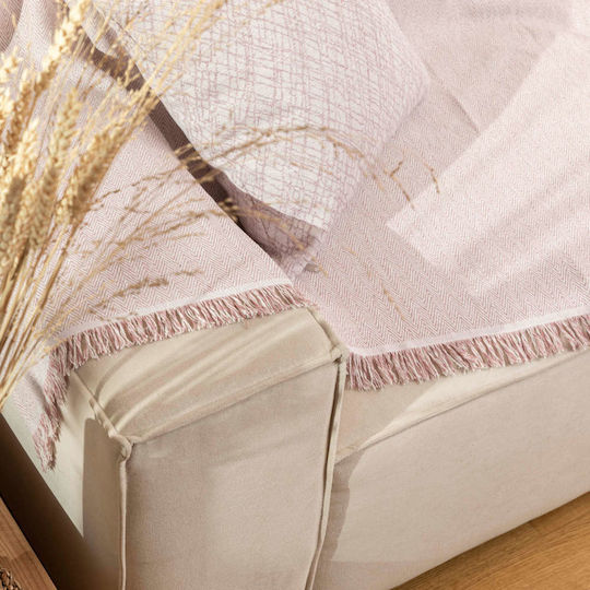 Borea Aztek Zweisitzer-Sofa Überwurf 180x250cm Rosa