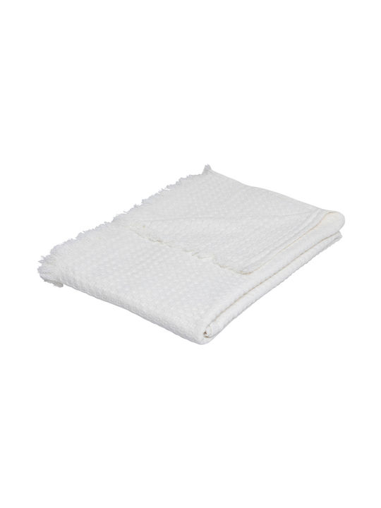 Atmosphera Floral Armchair Throw Jacquard 130x180cm White 201903a