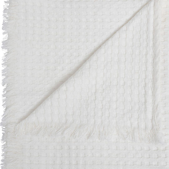 Atmosphera Floral Armchair Throw Jacquard 130x180cm White 201903a
