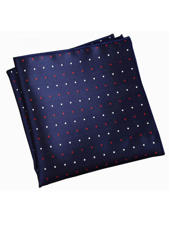 Poset Suit Pocket Scarf Dark Blue with Red and White Dots