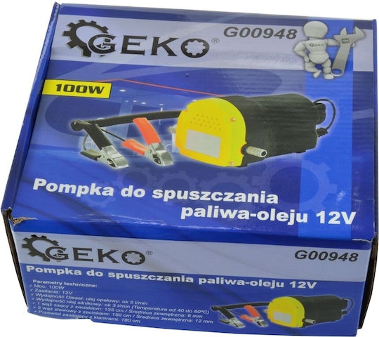 Geko Ηλεκτρική Αντλία Αυτοκινήτου Μετάγγισης Λαδιού / Νερού / Πετρελαίου 12V 100W