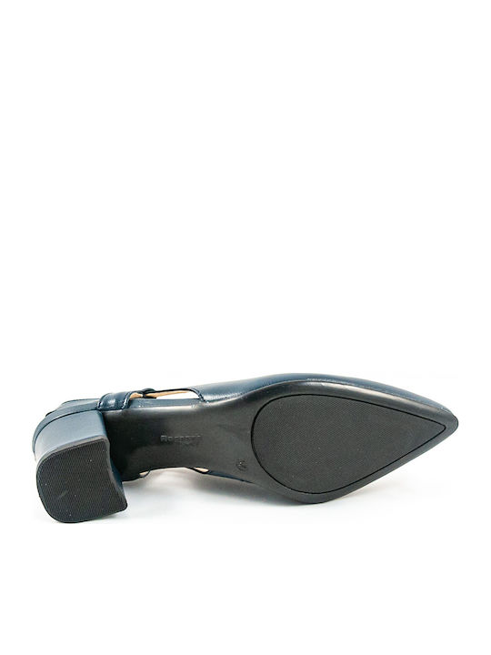 Leather Women's Ballerina Shoes Slingback In Blue Colour