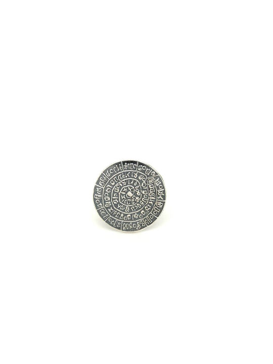 Women's Ring Silver 925° Oxidation Phaistos Disc 56eu