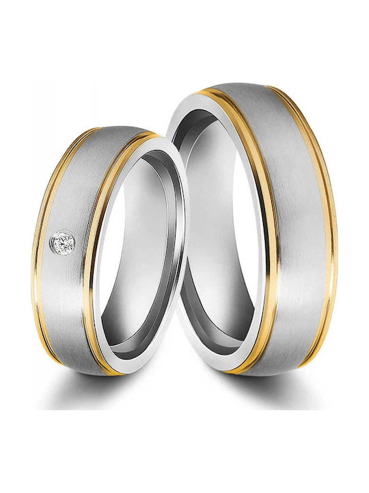 Akzent Ring Small Wedding Band made of Steel Gold Plated