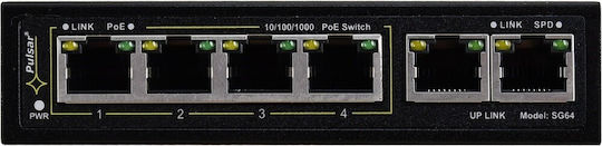 Pulsar SG-64 Unmanaged L2 PoE+ Switch με 6 Θύρες Gigabit (1Gbps) Ethernet