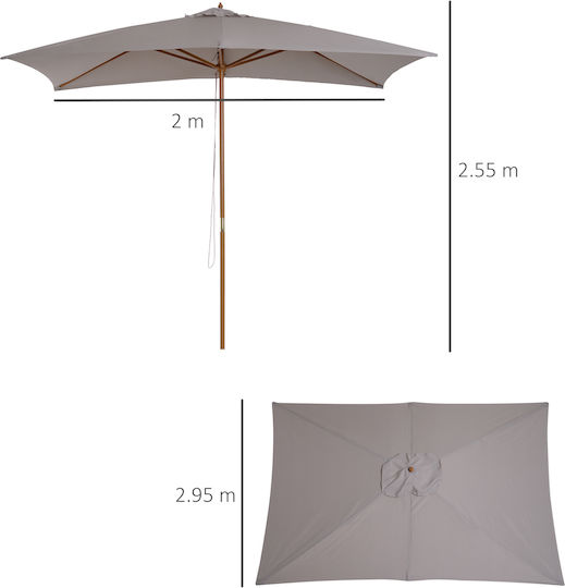 Ομπρέλα Τετράγωνη Ξύλινη Garden Γκρι 2x3m