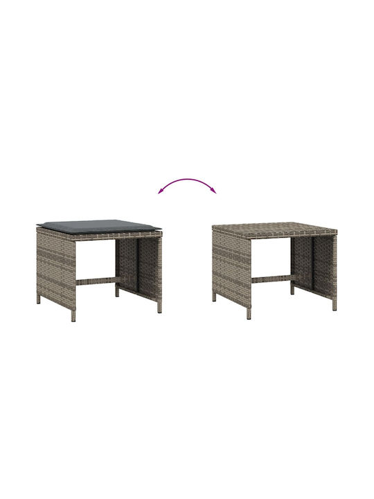 Gartenhocker Würfel Außeneinsatz Rattan mit Grau Kissen 4 Stück 41x41x36cm
