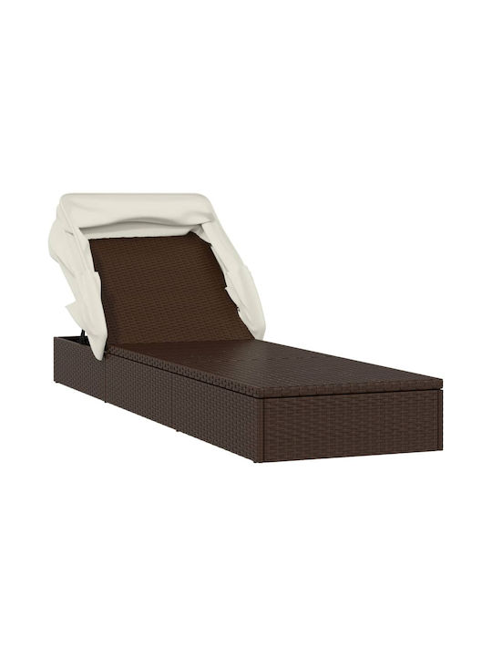 Ξαπλώστρα Rattan με Μαξιλάρι Καφέ 213x63x97εκ.