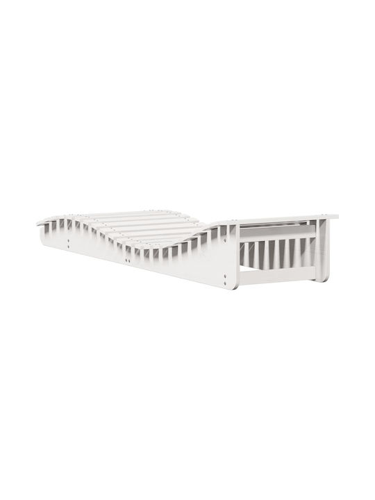 Șezlong-Casă Dublă Lemn Alb 2buc 205x60x31.5cm