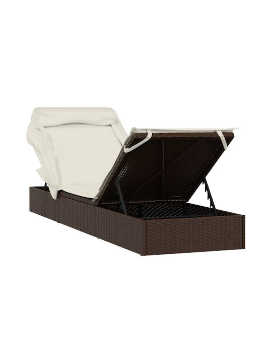 Ξαπλώστρα Rattan με Μαξιλάρι Καφέ 213x63x97εκ.
