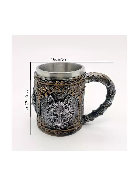 Viking Wolf Κούπα Μεταλλική Πολύχρωμη 400ml