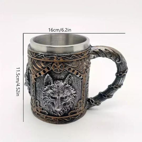Viking Wolf Becher Metallisch Mehrfarbig 400ml