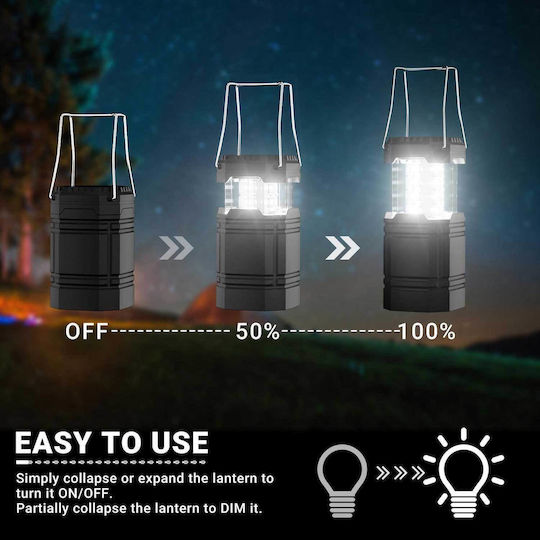 Rocam CL1000 Lantern Led Solar for Camping Waterproof with Flashlight & Powerbank 200lm 2.4W Black