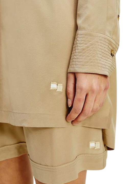 Tommy Hilfiger Langärmelig Damen Seidig Hemd Beige