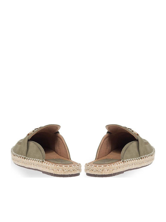 Flat Suede Mules σε Χακί Χρώμα