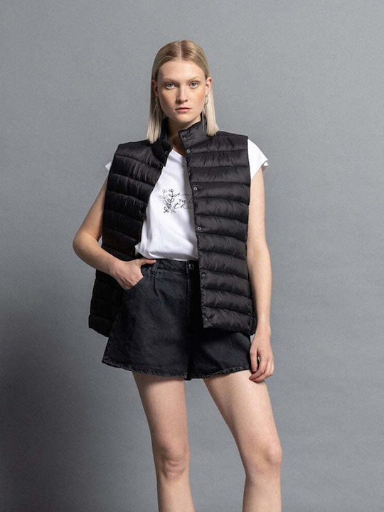 Women's Short Puffer Jacket for Winter Black