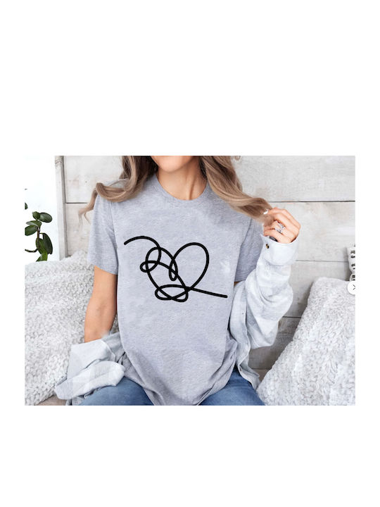 Fruit of the Loom Bts Black Heart T-shirt Γκρι Βαμβακερό