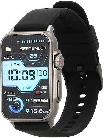 Lamtech LAM113522 Smartwatch mit Pulsmesser (Schwarz)