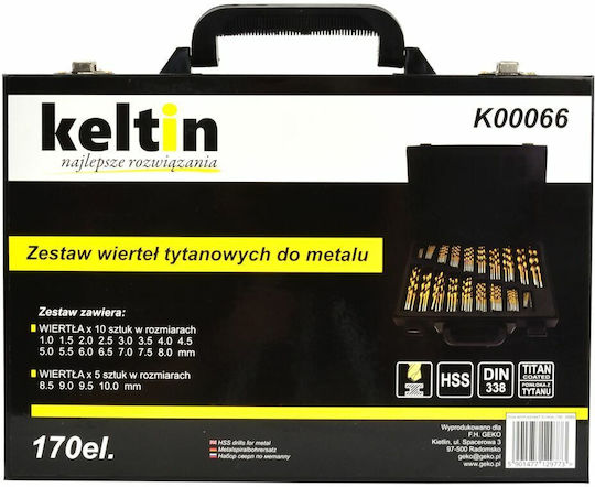 Keltin Set of 170 Drills HSS Titanium with Cylindrical Shank for Metal