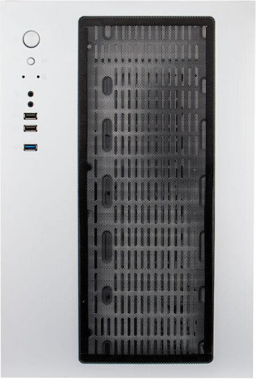 1STPLAYER SP8 Gaming Midi Tower Computer Case with Side Window and RGB Lighting White