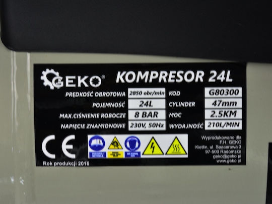 Geko Einphasig Luftkompressor mit Lufttank 24Es